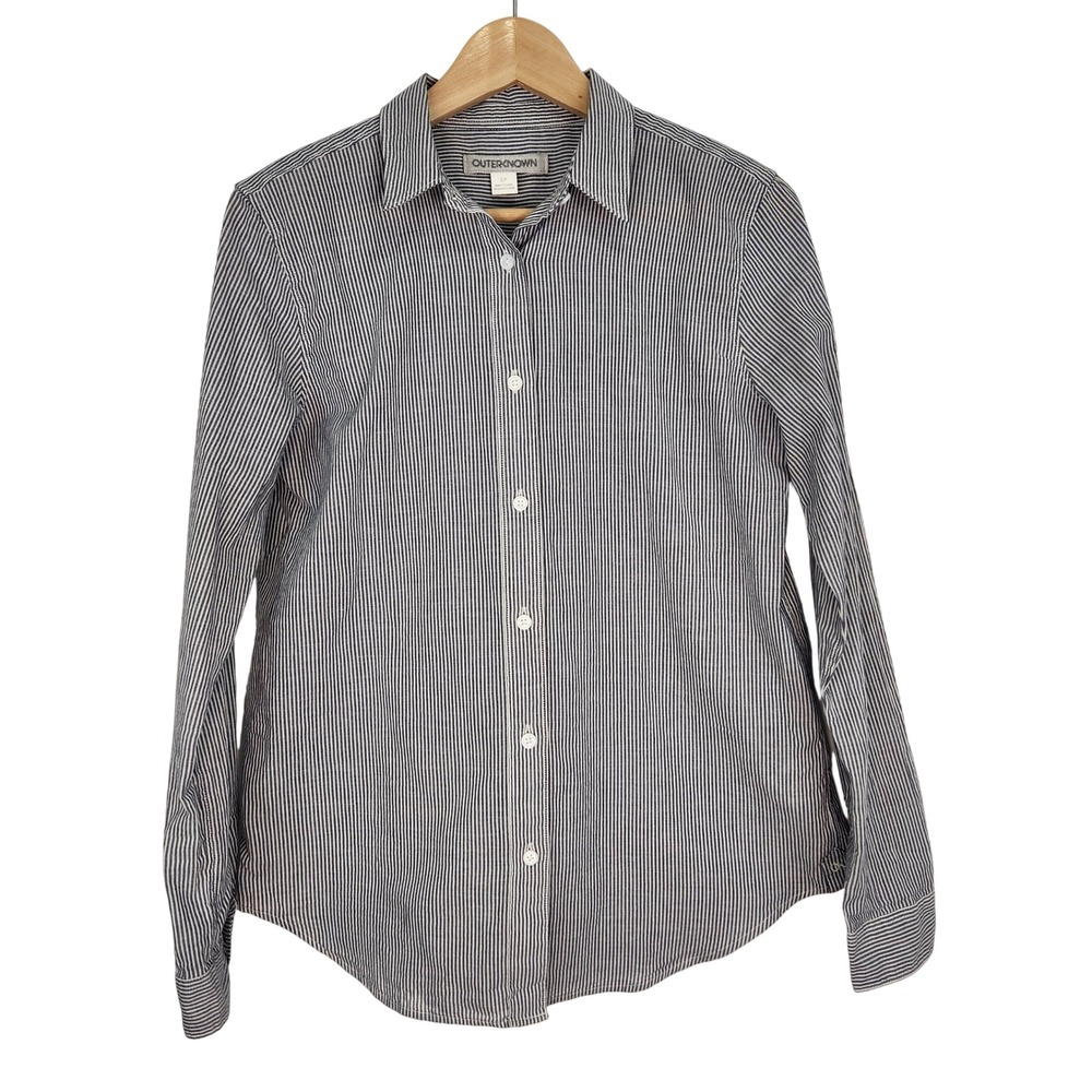 OUTERKNOWN Womens Striped Button Down Shirt Size Smal Lightweight Organic Cotton